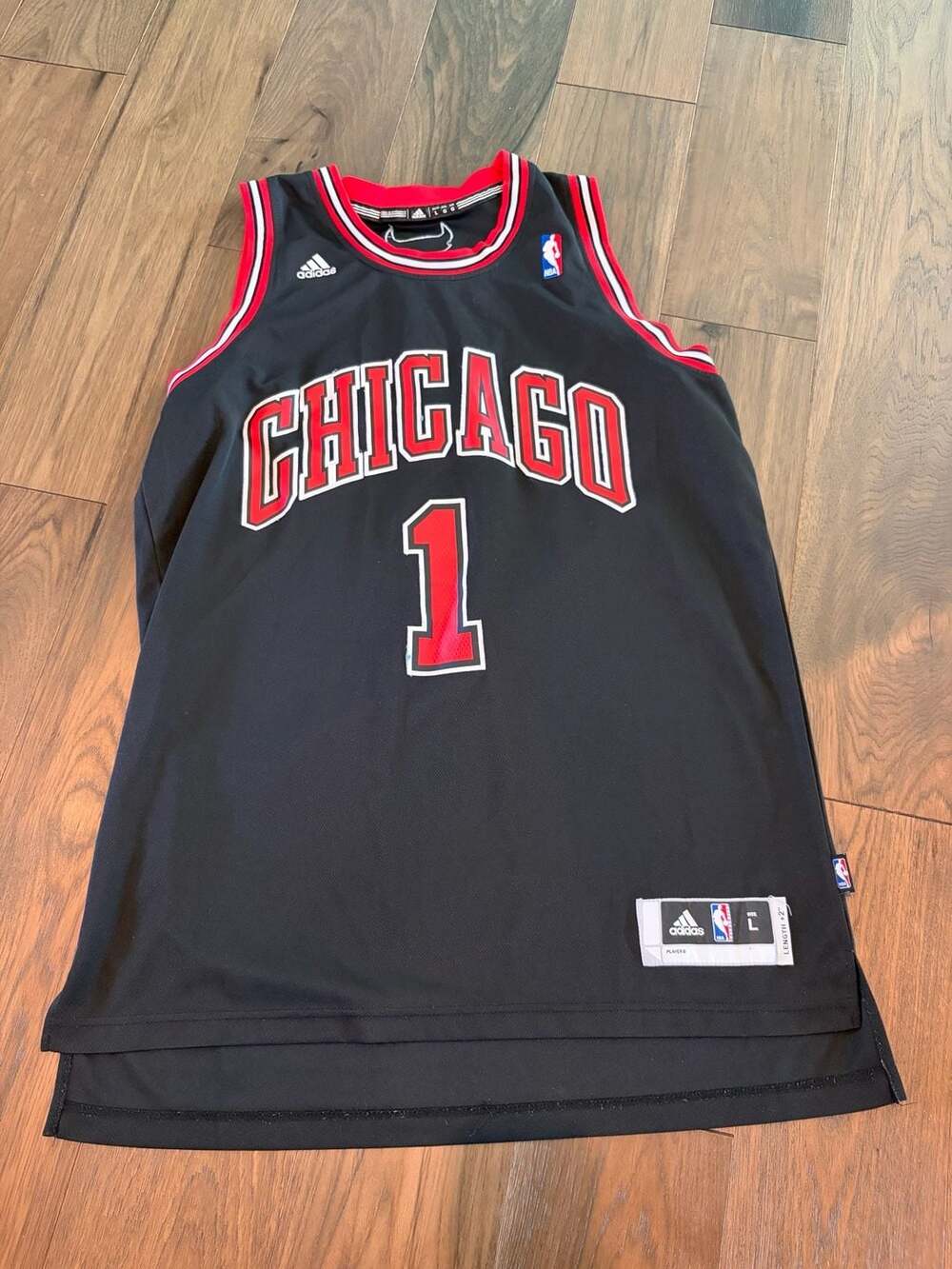Adidas Derrick Rose Chicago Bulls #1 Alternate Swingman Jersey Black Men's Size